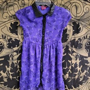 Monster High Girls Purple Button Up Collared Dress Childs Size 7/8